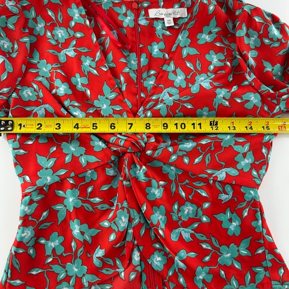 NWT: Love, Whit: Twist Front Satin Top, Red and Teal crop top, XS - Picture 7 of 9